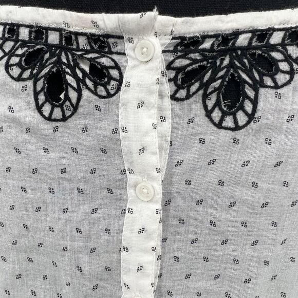 Free People Everything I Know Cotton Peasant Blouse Embroidered Cutouts Medium - Picture 11 of 11